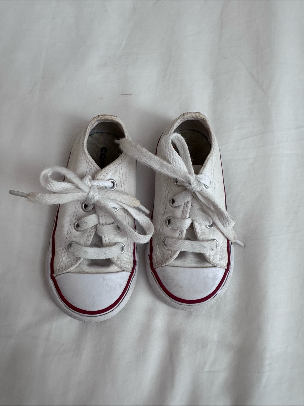 Converse Kids White Sneakers with Red Stripe